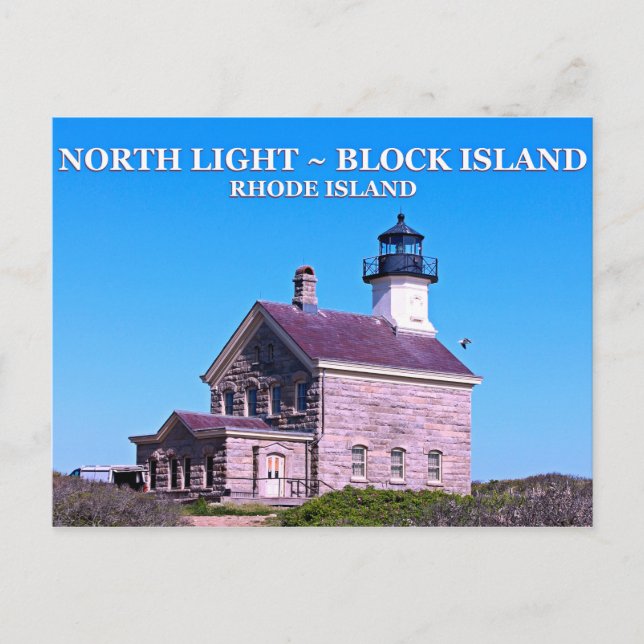 North Lighthouse, Block Island, RI-vykort Vykort (Framsida)