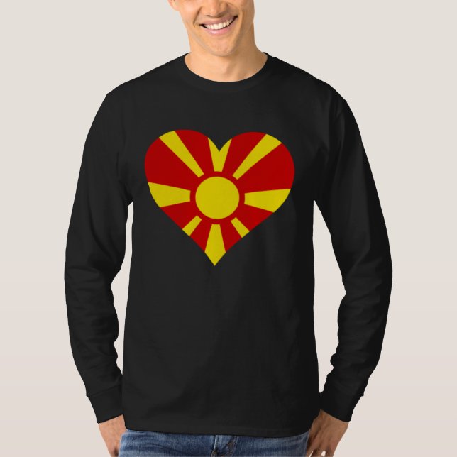 North Macedonia Flag Heart Gifts Love North Macedo T Shirt (Framsida)