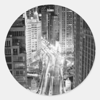North Michigan Avenue i Chicago efter vintern Runt Klistermärke