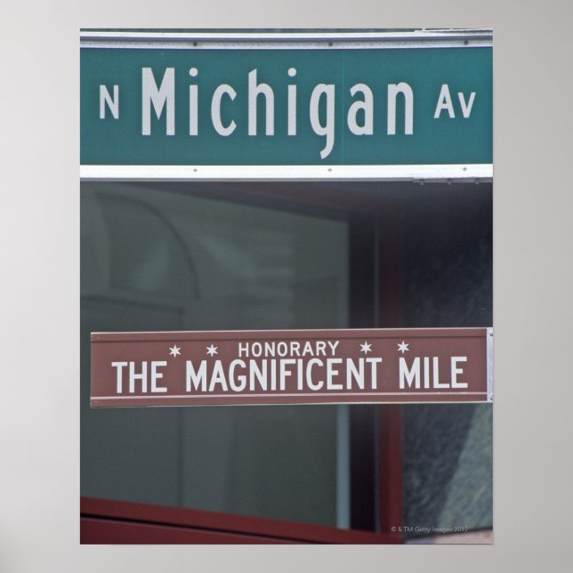 "North Michigan Avenue och den magnificent Mile Poster (Framsidan)