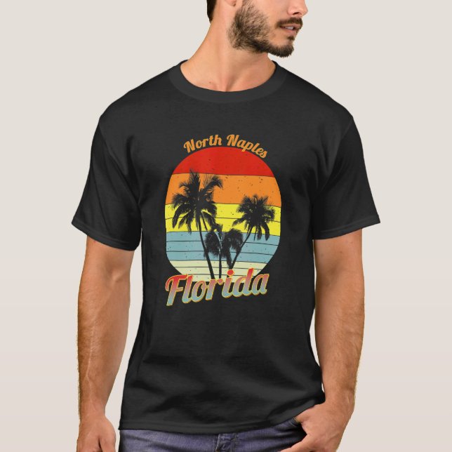 North Neaples Florida Retro Tropical Handflatan Tr T Shirt (Framsida)