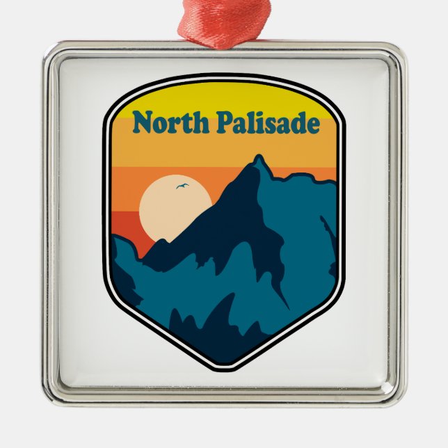 North Palisade California Soluppgång Julgransprydnad Metall (Framsidan)