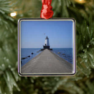 North Pierhead Lighthouse, Ludington, MI   Julgransprydnad Metall