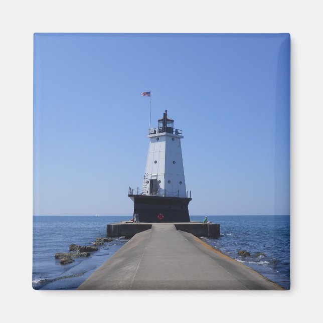 North Pierhead Lighthouse, Ludington, MI Magnet (Framsidan)