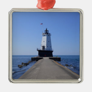 North Pierhead Lighthouse, Ludington, MI Metall el Julgransprydnad Metall