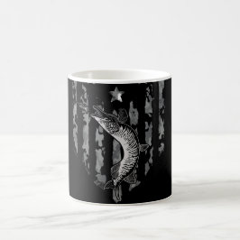 North Pike Tiger Musky Fishing American Flagga Kaffemugg