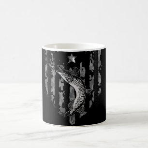North Pike Tiger Musky Fishing American Flagga Kaffemugg
