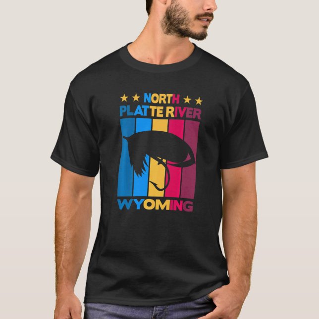 North Platte River Wyoming flugfiske T Shirt (Framsida)