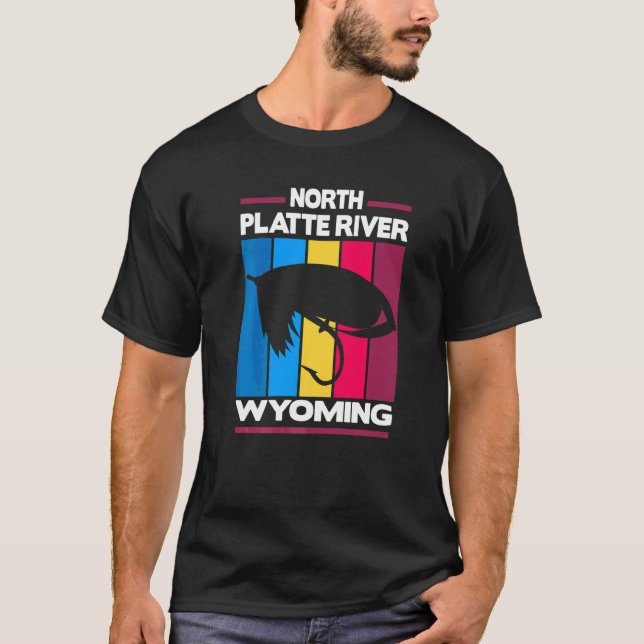 North Platte River Wyoming flugfiske T Shirt (Framsida)