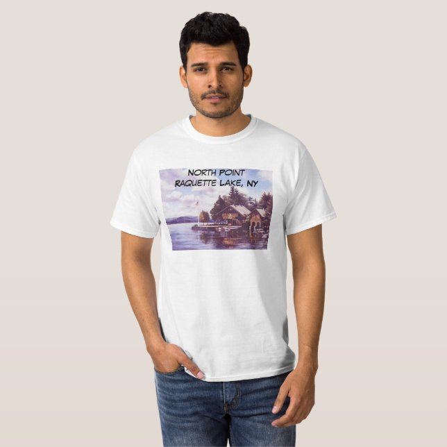 North Point Raquette sjö, NY T-shirt (Hel framsida)