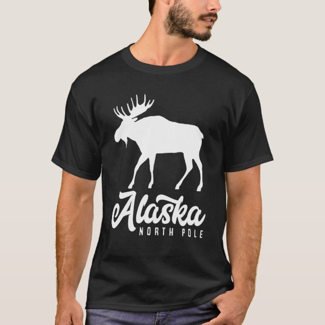 North Pole Alaska Usa Moose Alaska T Shirt (Framsida)