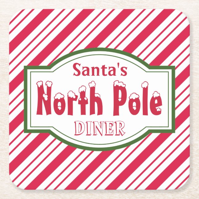 North Pole  Diner Coasters Underlägg Papper Kvadrat (Framsidan)