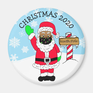 North Pole Ethnic Santa in Facemask 2020 Keepsaké Magnet