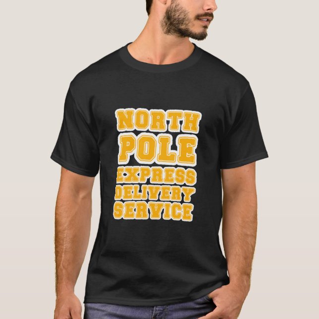 "North Pole Express Delivery Service" Festive Chri T Shirt (Framsida)