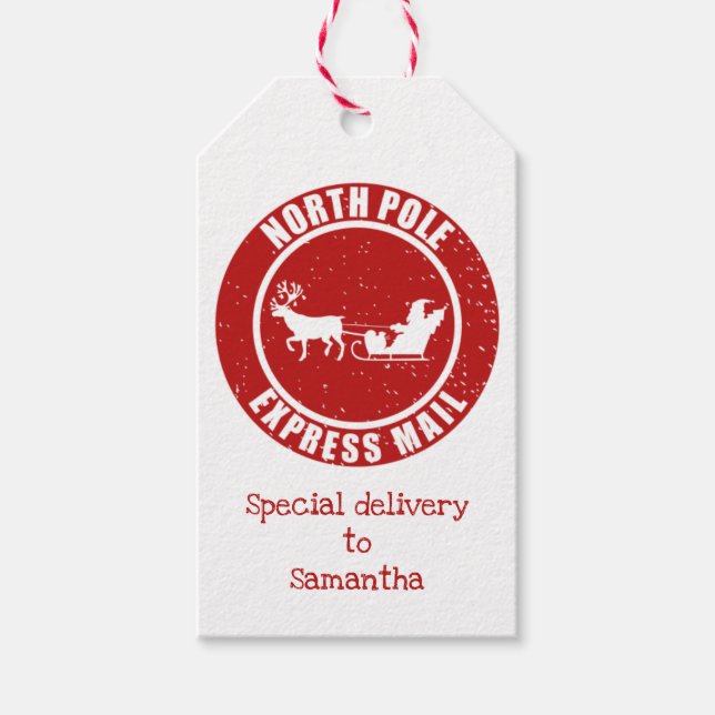 North Pole Express Mail Gifts från jultomten Presentetikett (Framsidan)