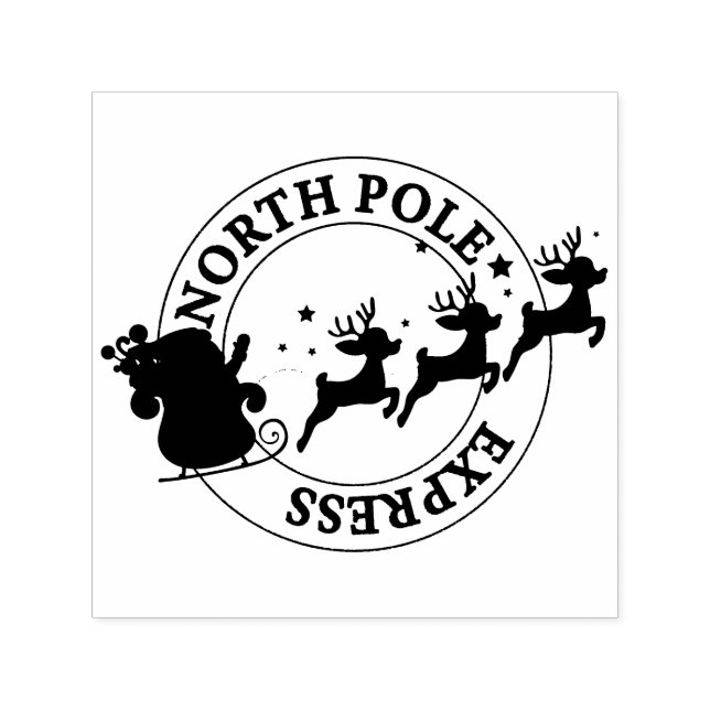 North Pole Express Santa & Reindeer Självfärgande Stämpel (Design)