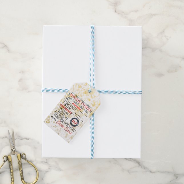 North Pole Express: Special Delivery Tag Presentetikett (Med Snöre)