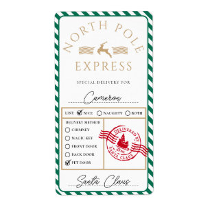 North Pole Express Speciell Delivery Gift Sticker Fraktsedel