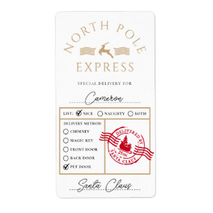 North Pole Express Speciell Delivery Gift Sticker Fraktsedel