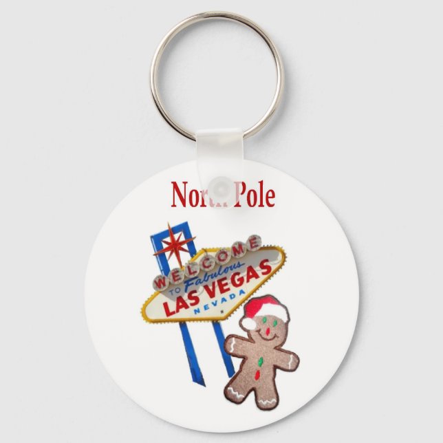 North Pole Gingerbreadman med Las Vegas Sign Keyc Nyckelring (Framsida)