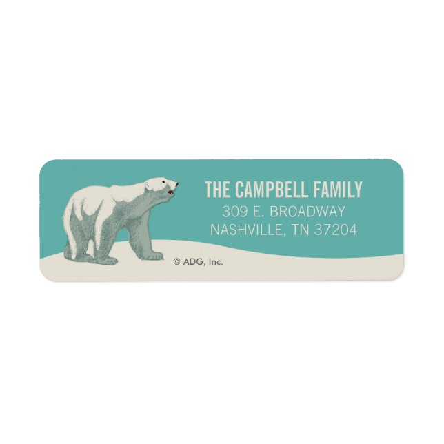 North Pole Helgdag Polar Bear Returadress Etikett (Framsidan)