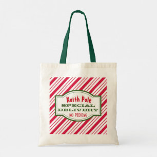 North Pole jul Tote Gift Bag Tygkasse