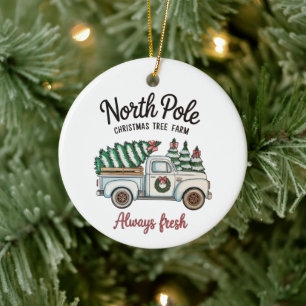 North Pole julgranodling Alltid färsk lastbil Julgransprydnad Keramik