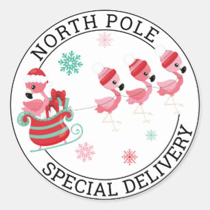 North Pole-julklapp - Speciell leverans Runt Klistermärke