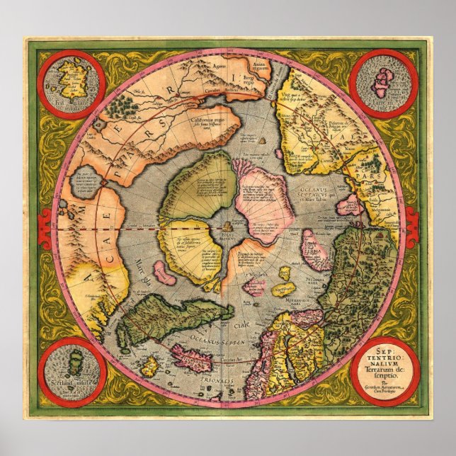 North Pole Karta av Mercator Poster (Framsidan)