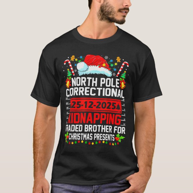 North Pole Kriminalvårdens julkidnappningshandel T Shirt (Framsida)