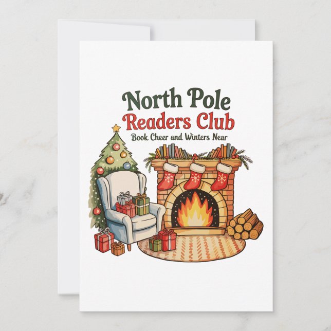 North Pole Läsarklubben Julböcker Xmas Älskare Julkort (Framsida)