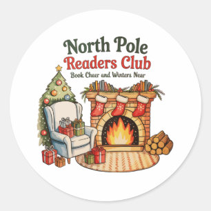 North Pole Läsarklubben Julböcker Xmas Älskare Runt Klistermärke