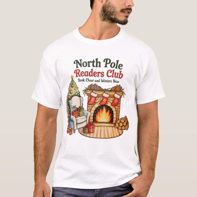 North Pole Läsarklubben julböcker Xmas-älskare T Shirt (Framsida)