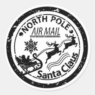North Pole Luft Mail-etikett Runt Klistermärke