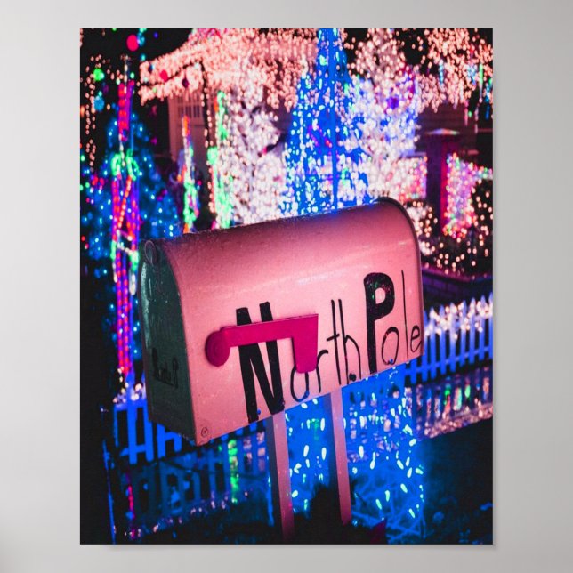 North Pole Mailbox Santa Christmas Poster (Framsidan)