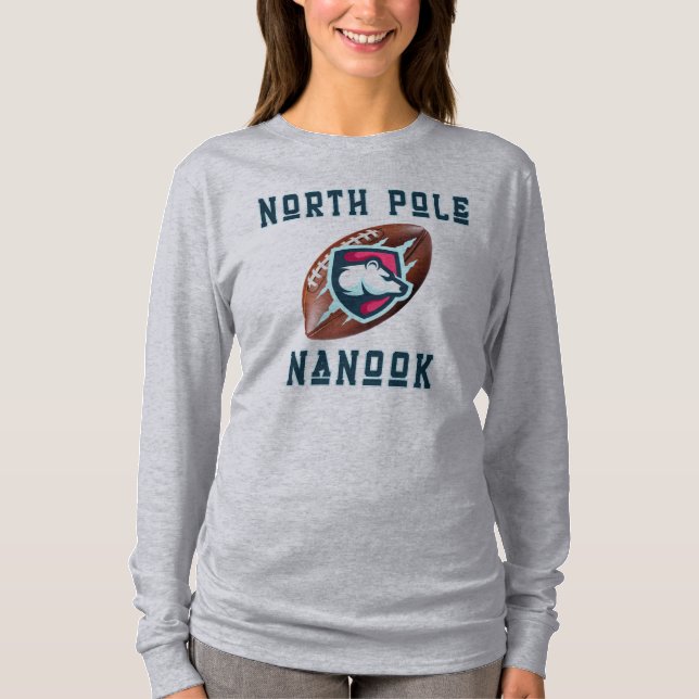 North Pole Nanook 🎅 Football 🏈 Santa's Team T Shirt (Framsida)