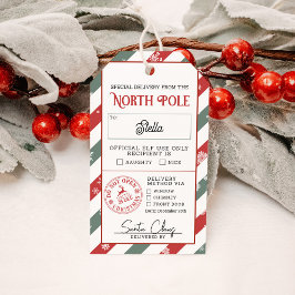 North Pole Naughty eller Nice Speciell Delivery Presentetikett