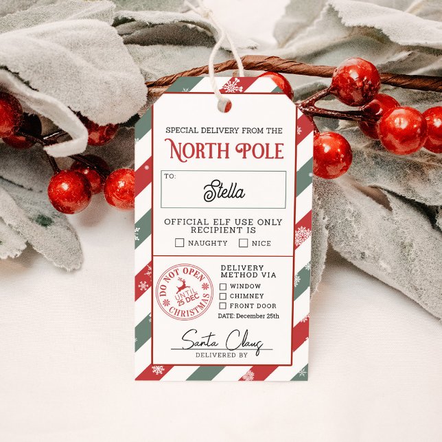 North Pole Naughty eller Nice Speciell Delivery Presentetikett (Skapare uppladdad)