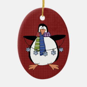 North Pole Penguin Ceramic jul Ornament