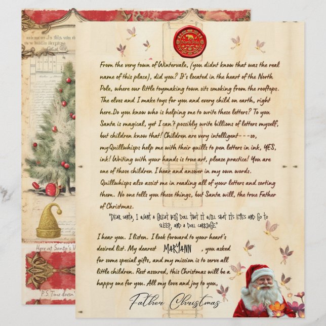 North Pole Personal Christmas Letter From Santa (Fram/baksida)