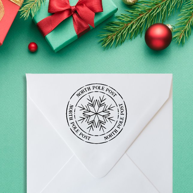 North Pole Post Snowflake Santa Frimärke Stämpel (North Pole Post Santa Stamp)