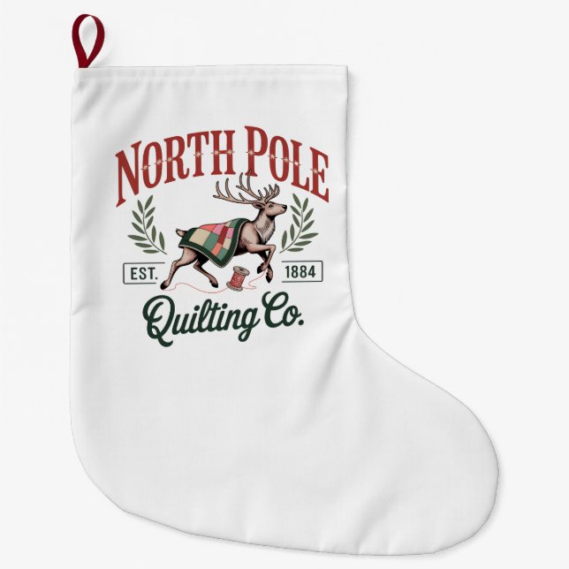 North Pole Quilting Funny Quilting Sewing Lover Stor Julstrumpa (Framsidan)