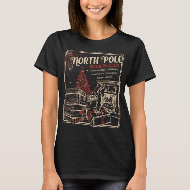 North Pole Readers-Klubben, Bookish-julen, Santa T Shirt (Framsida)
