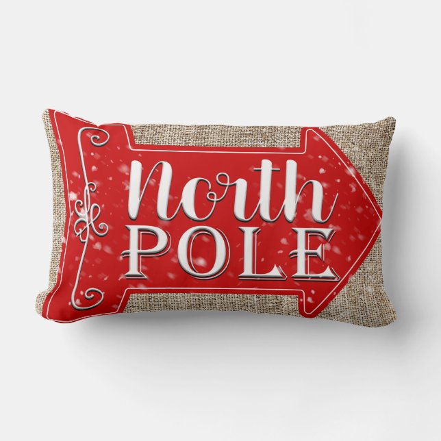 North Pole Red Arrow Rustic-Helgdag Lumbarkudde (Framsida)