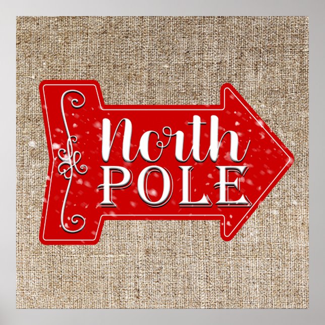 North Pole Red Arrow Rustic-Helgdag Poster (Framsidan)
