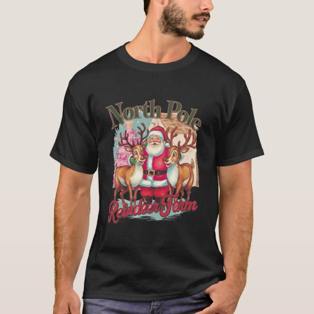 North Pole Reindeer Farm  T Shirt (Framsida)