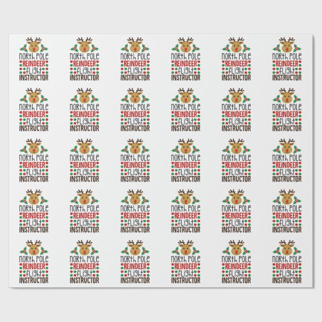 North Pole Reindeer Flight Instructor Christmas  Presentpapper (Platt)