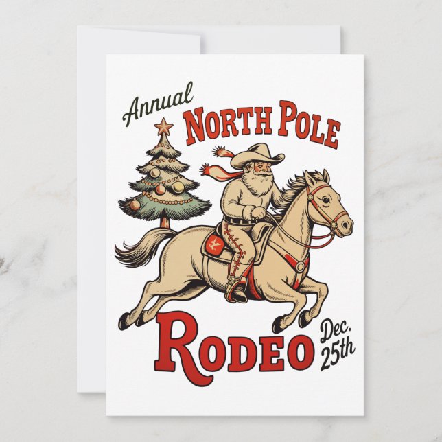 North Pole Rodeo Dec 25:e Cowboy Santa Väster Julkort (Framsida)