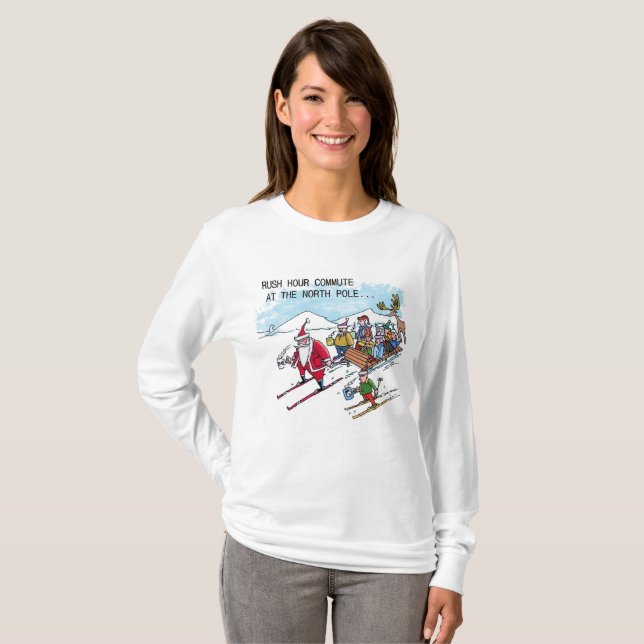 North Pole Rush Hour Women långärmad shirt T-shirt (Hel framsida)
