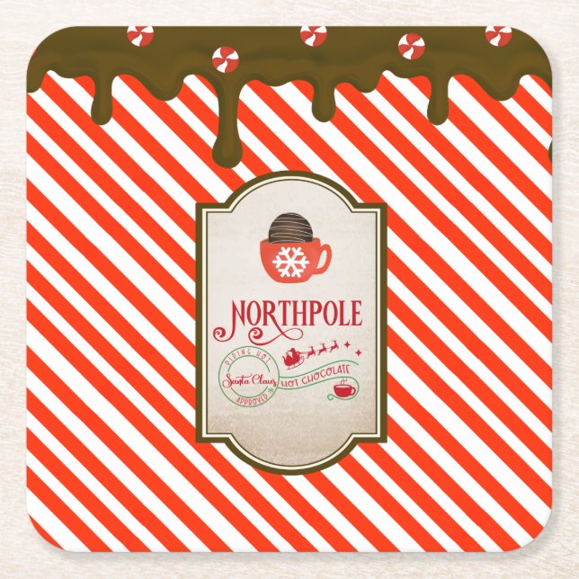 North Pole Santa Shop - jultomten Elf Made Underlägg Papper Kvadrat (Framsidan)